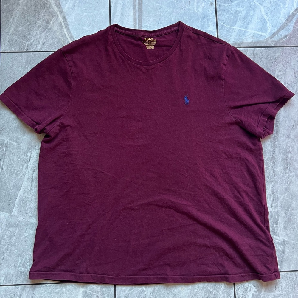 Polo Ralph Lauren Men’s Burgundy 100%Cotton S/S Crew T-Shirt Embroidered Pony XL